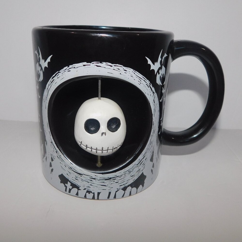 The Nightmare Before Christmas Jack Skellington Spinning Head Black mug  20 oz